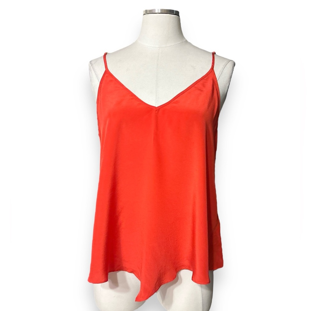 RORY BECA Tomato Red 100% Silk Trapeze Tank